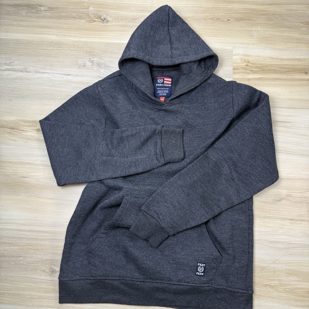 Vintage Phat Farm Hoodie Sweatshirt Mens Small Dark Gray Heather Y2K Streetwear